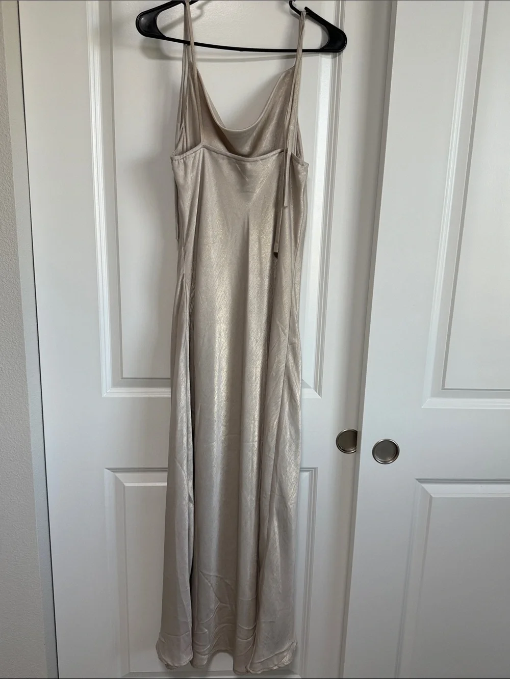Sincerely Jules Dress Champagne Satin Cowl long Slip Dress Evening